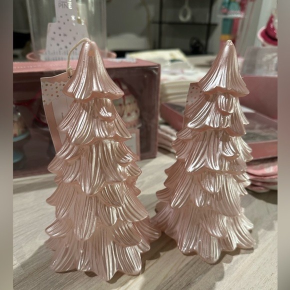 Cupcakes and Cashmere Pink Christmas Tree Candles - Picture 2 of 3